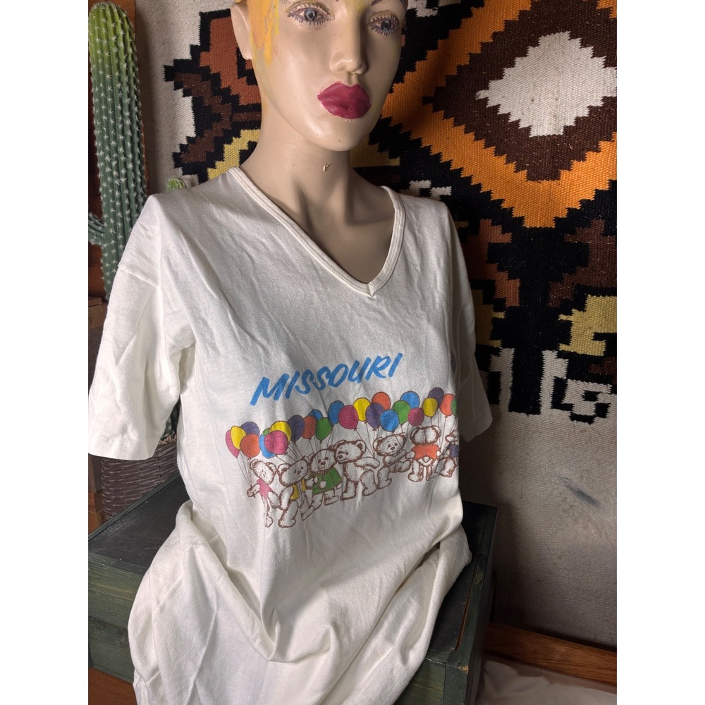 Vintage Missouri T-Shirt Unisex OS White Good Teddy Bear Balloon Graphic Tee